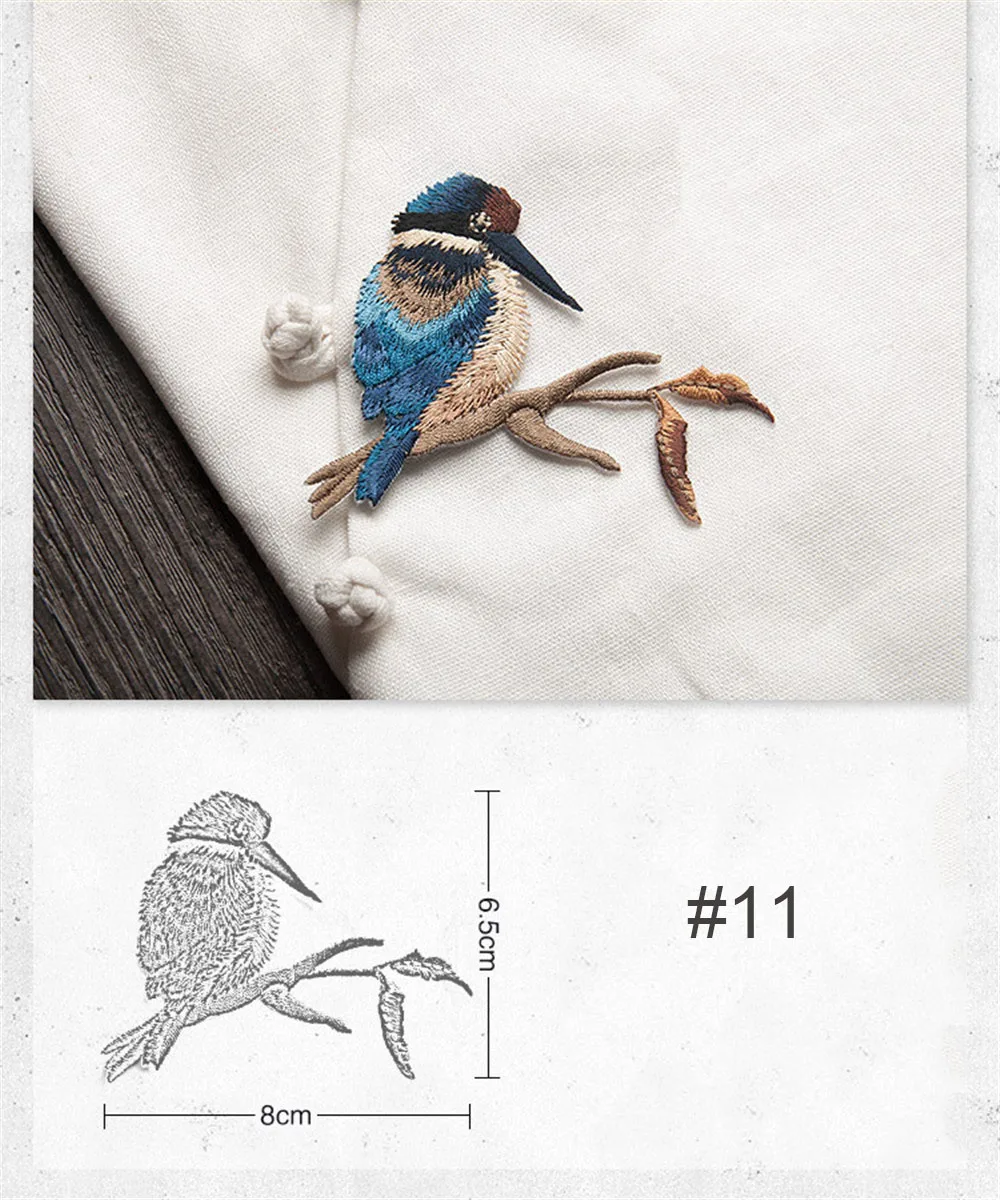 Hohe Qualität Nette Stickerei Vogel Patch Kid Kleidung der Patches Rucksack Dekoration Stoff Applique Kleine Eisen Auf Patches – Detail 15