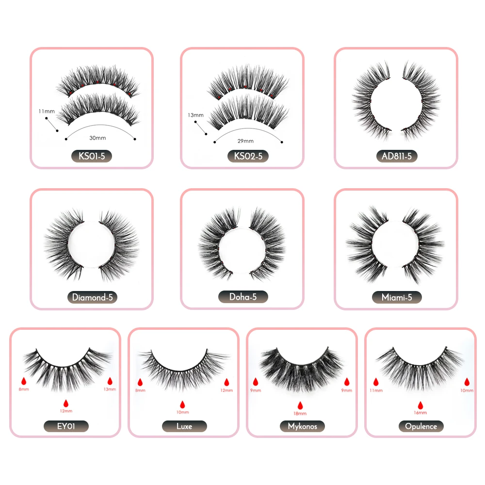 New Arrival Magnetic False Eyelashes& Eyeliner 5 Magnets Natural Soft Fake Eyelashes Extension with 2 Pairs Eyelashes