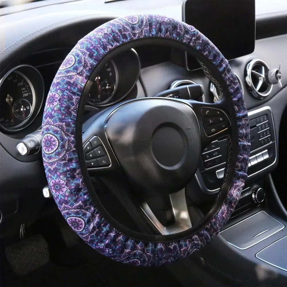 

INSTANTARTS Steering Wheel Cover for Women Girls 3D Bohemian Mandala Pattern Washable Anti-Slip Car Steering Wheel Covers Smooth