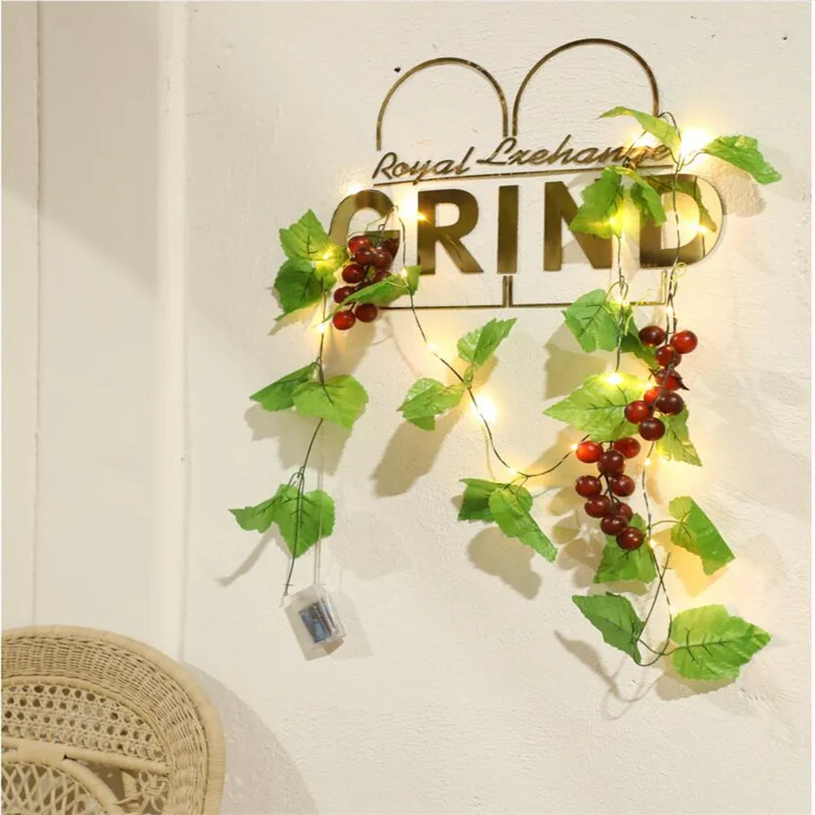 

Grape leaves garland fairy lights 2m, Grape leaves led string lights, garland wedding home , Outdoor courtyards are decorated