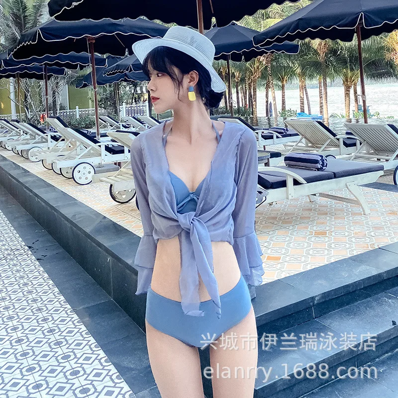 

South Korea Swimsuit Women's Three-piece Set Hot Springs Graceful Slimming Belly Covering-Split Type Sexy Bikini Swimwear