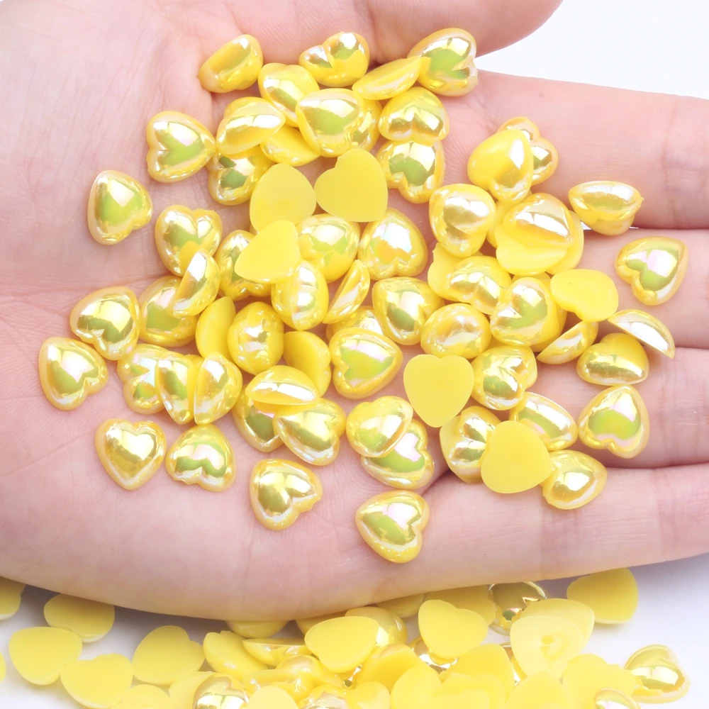 

Heart Shape Half Pearls Flatback Imitation 8mm 500pcs Glue On Resin Pearls AB Colors Super Shiny For Crafts Scrapcooking Shoes