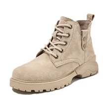 Ботинки из натуральной кожи Женская осенне-зимняя обувь г. Тонкие модные женские ботильоны повседневные женские замшевые ботинки A1832