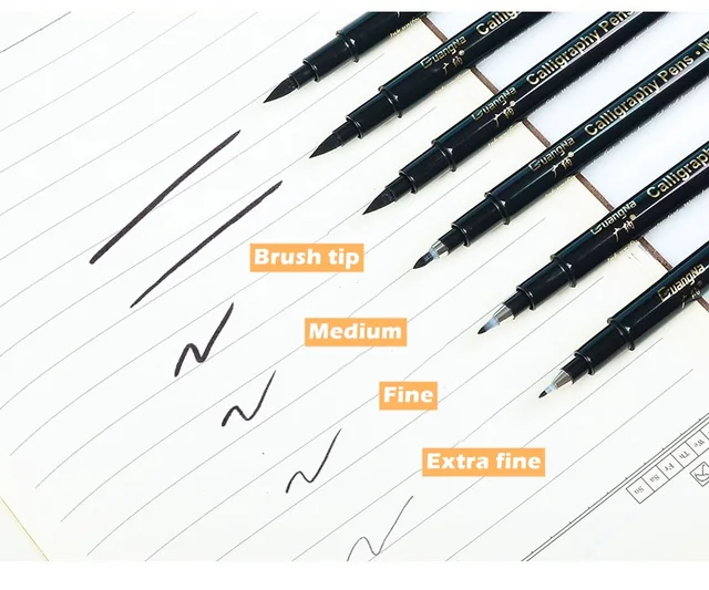 Calligraphy Pens set for Beginners,Hand Lettering Pen,4 Size Refillable  Brush&Fine Tip Black Markers for Kids,Writing, Signature - AliExpress