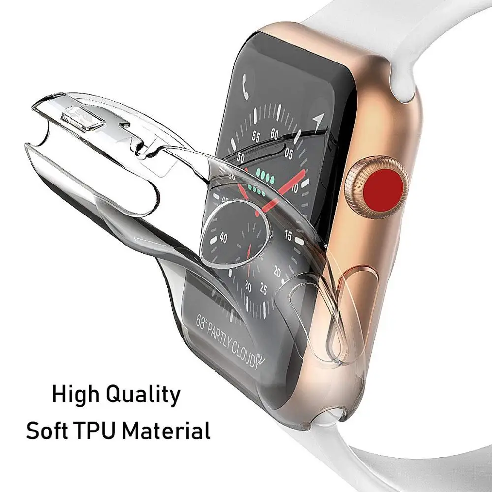 Чехол для часов Apple Watch series 5 4 3 2 1 Band 42 мм 38 40 44 тонкий защитный чехол из ТПУ iWatch