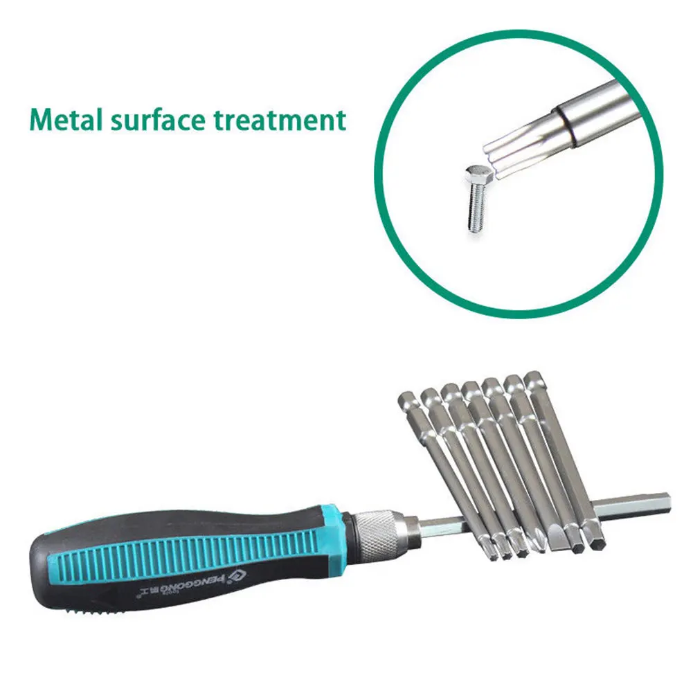 9pcs Easy Use Multi-bit Tackle Home Magnetic Screwdriver Set Slotted Dismountable Multifunctional Hand Tools Repair Durable