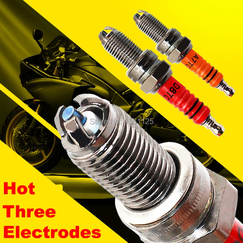 1PC Three electrode Super D8TC Motorcycle Spark Plug 125cc D8TJC for