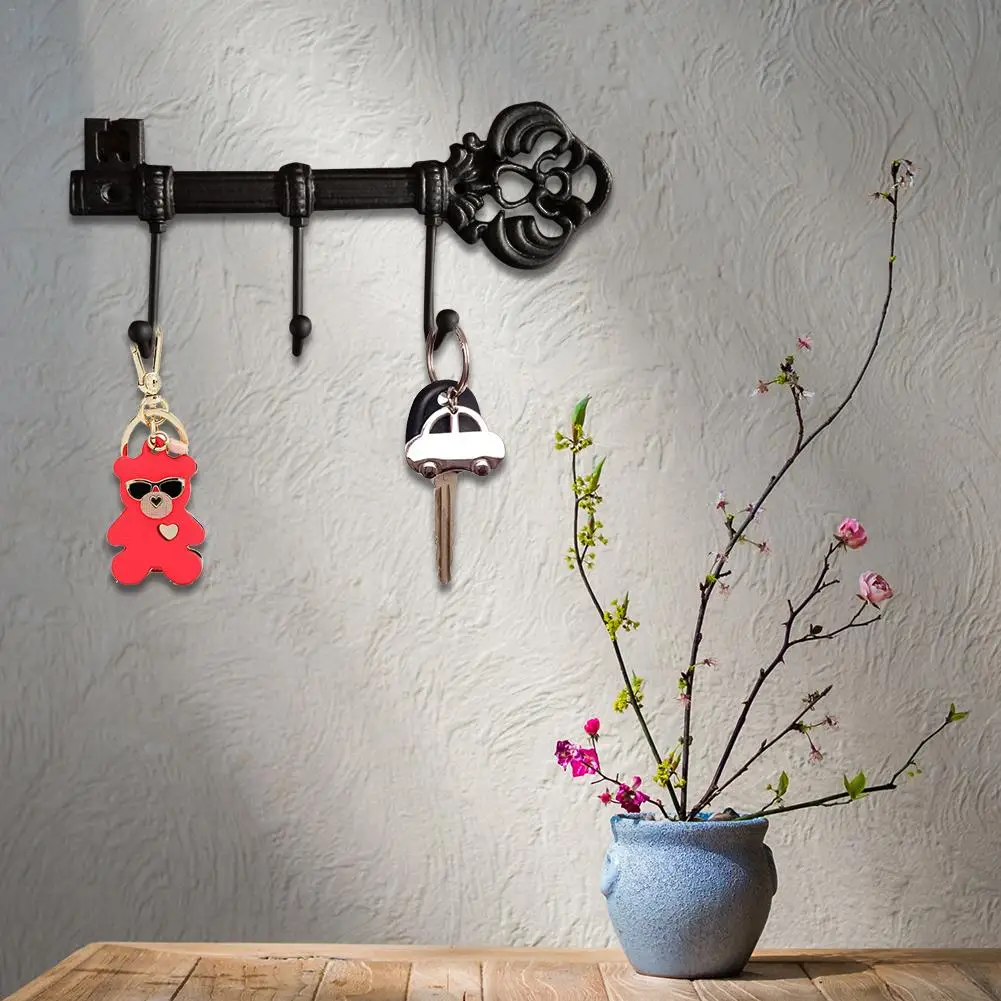 3 крючка литой железный ключ в форме стойки держатель для ключей настенная одежда шляпа Вешалка кухня ванна стена украшение дома