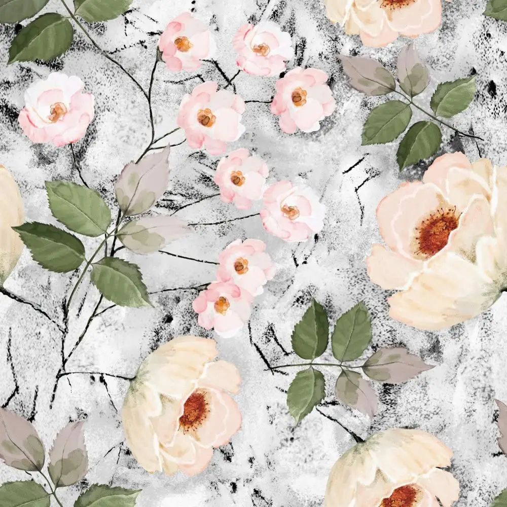 

3M/Roll Watercolor Floral Peel and Stick Wallpaper Removable Grey/Black/Pink Vinyl Marble Self Adhesive Paper Home Decorative
