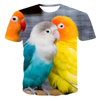 

Summer T shirt Men Streetwear Round Neck Short Sleeve Tees Tops Colored parrot Male Clothes Casual 3D Print Tshirt