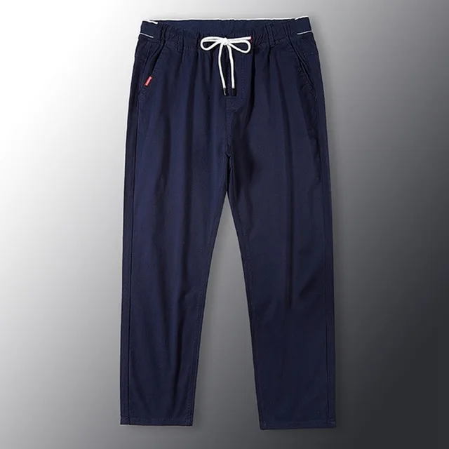 Royal blue pants Осенние и зимние новые свободные штаны большого размера мужские хлопковые эластичные штаны с эластичной резинкой на талии мужские повседневные штаны черные 7XL - Цвет: Royal blue pants