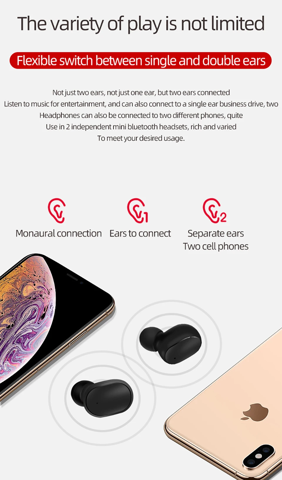 VTIN A6S TWS Bluetooth 5.0 Earphone For Redmi Airdots Wireless Earphones With Noise Cancelling Mic For Huawei Xiaomi iOS Phone (8)