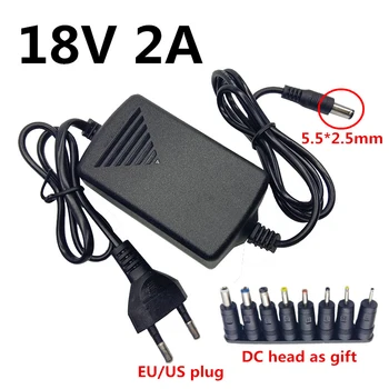 

18V2A US EU Plug AC/DC 18V 2A Switching Power Supply 18 volt power adapter 8pcs DC Power Jack Adapter Connector Male Plug Socket