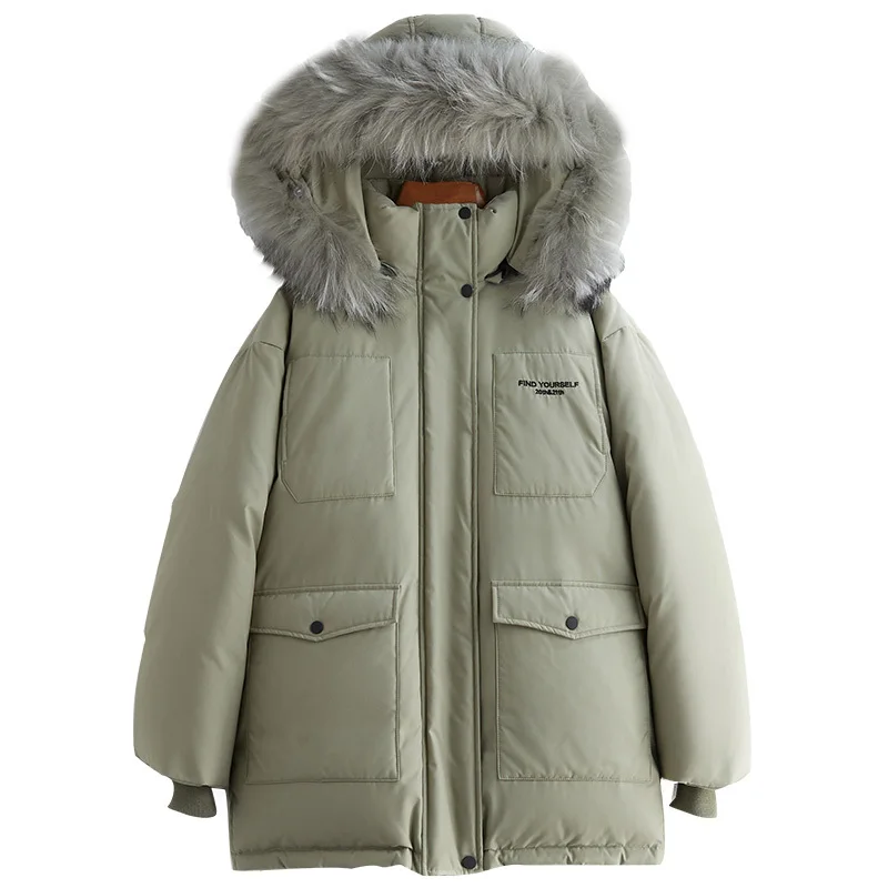 

New Fault Code Winter Clothes Down Jackets Long Overknee Really Hair Lead Winter Clothes Loose Coat