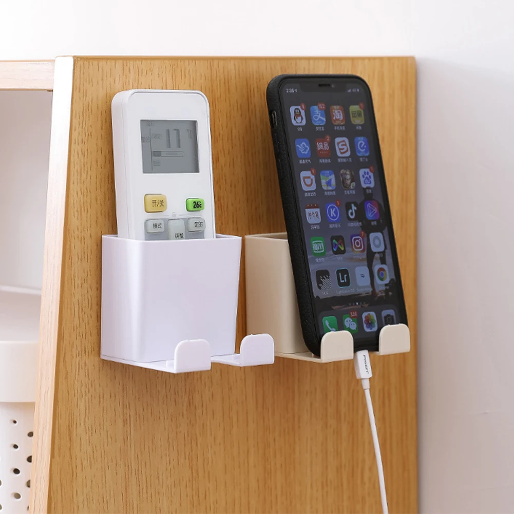 Phone Charging Box Wall Mount Bracket Stand TV Remote Control Cable Plug Holder Shelf Multifunction Organizer Mounted Mobile | Дом и сад