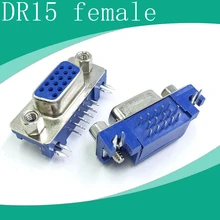 5PCS VGA Socket DR15 Female Right Angle 15 Pins Blue PCB Connectors 3.08mm 3*5P