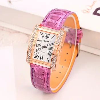 

Reloj Mujer Ladies Leather Belt Watch Analog Quartz Square Korean Female Watch Simple Luxurious Fashion Gift Wristwatch Relogio