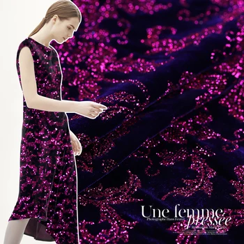 

1 metre Autumn Winter gilded silk real dinner dress fabric velvet