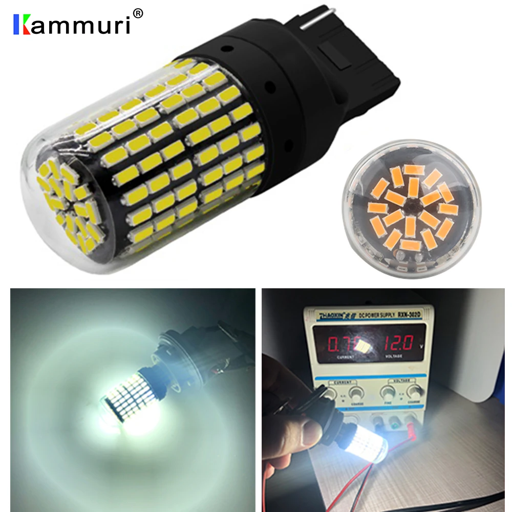 

KAMMURI 2pc CanBus p21w py21w T20 LED W21W W21/5W 7440 led 1156 BA15S BAU15S Bulbs 3014-144smd car Turn Signal Lights Brake lamp