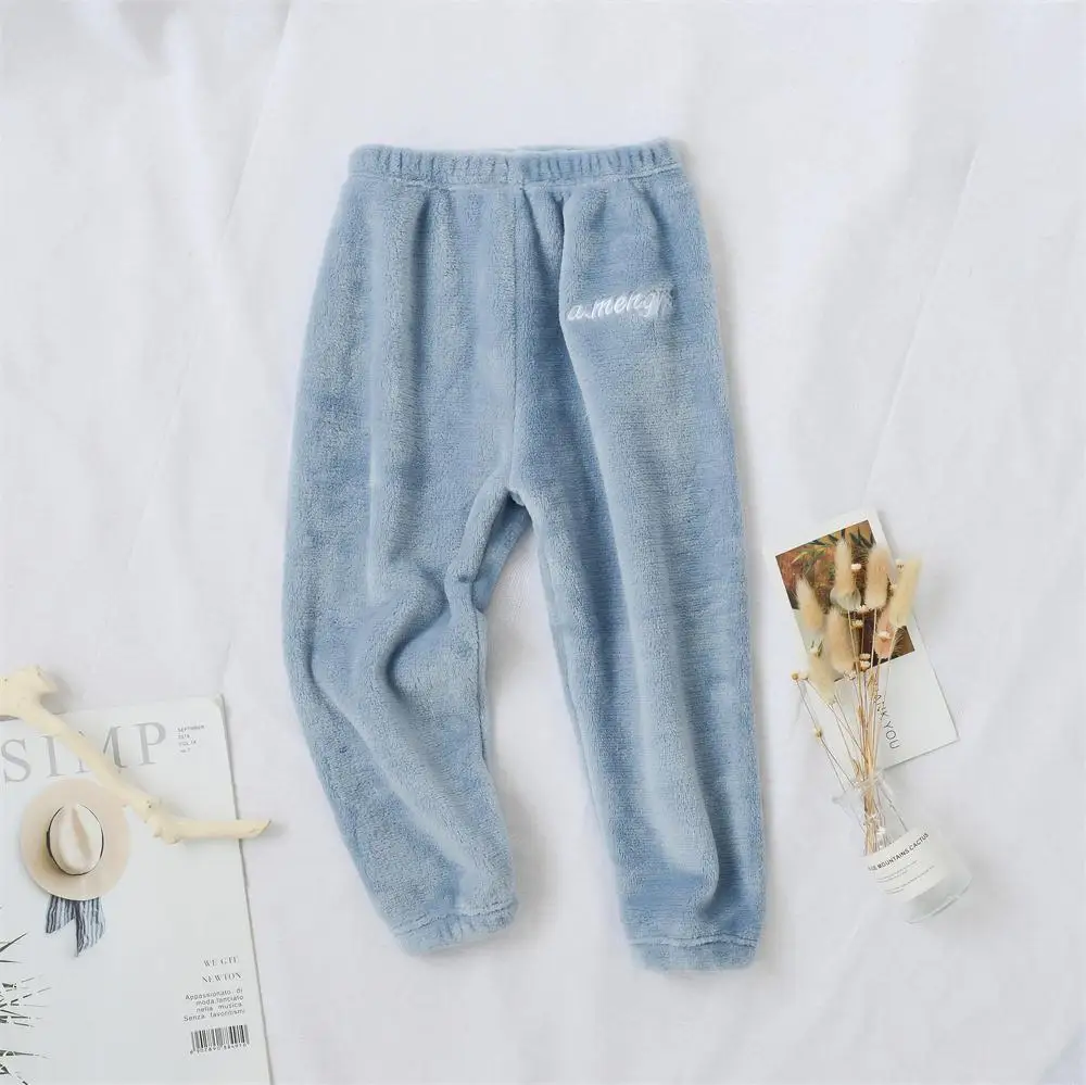 004 Warm home pants Детские домашние штаны; плотные зимние теплые штаны; фланелевая одежда для отдыха; пижамы для мальчиков и девочек; брюки для мам и детей постарше - Цвет: 004 Warm home pants