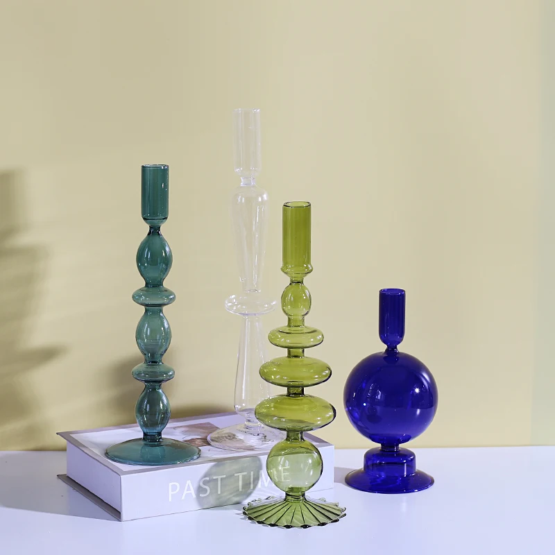 Nordic Glass candle holders romantic Dinner home decoration candlestick for birthday wedding candle holder portavelas decor candle holders