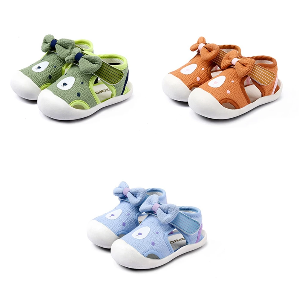 

2020 Cartoon Baby Sandals Boys Girls Animal Print Anti-Slip Bow Sandals High quality Non-slip Baby Shoes Brown/Light Blue/Green