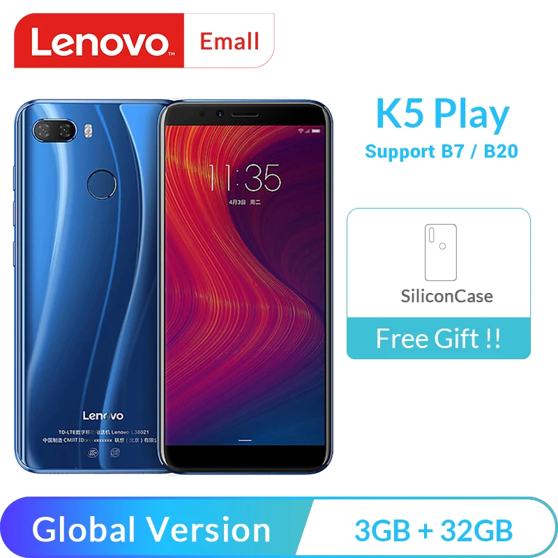 

Global Version Lenovo K5 Play 3GB 32GB Snapdragon 430 Octa Core Smartphone 1.4G 5.7" 18:9 Fingerprint Android 8 13.0MP Camera