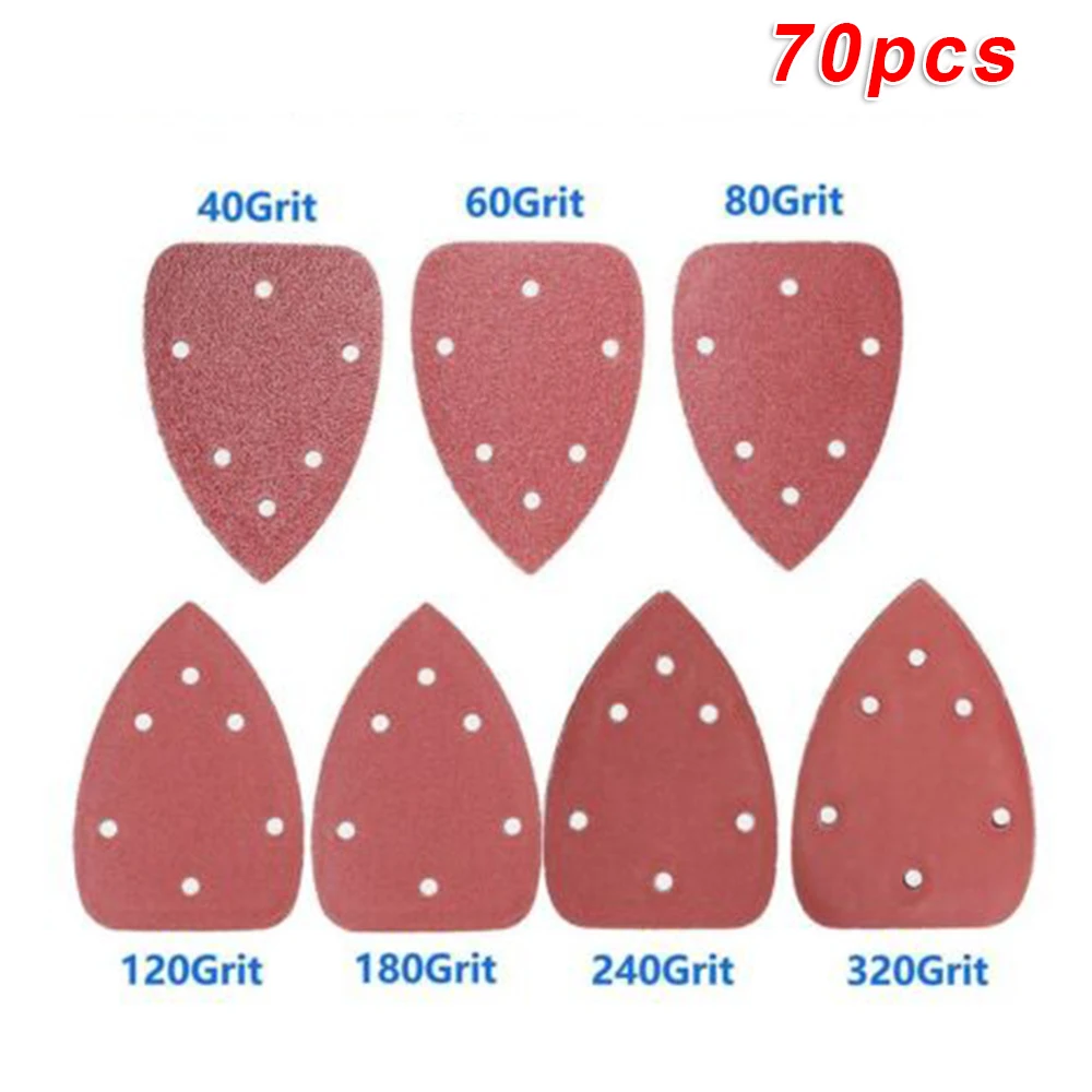 70pcs 5 Hole Sander Sandpaper Sanding Paper For Metal And Non-metal Polishing 40/60/80/120/180/240/320 Grit Pack