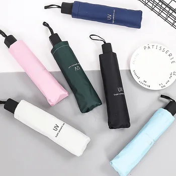 

Internet Explosion Ultraviolet Black Rubber Sunscreen, Rain and Sunshade Dual-purpose Campus Mori Girl Heart Triple Folded