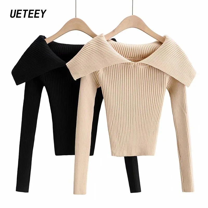 

2020 Autumn Za Women's Sweaters Slim Cropped Knitted Jumpers Knitwear Pullovers Chic Sweaters Skinny Female Elegant Long Sleeves