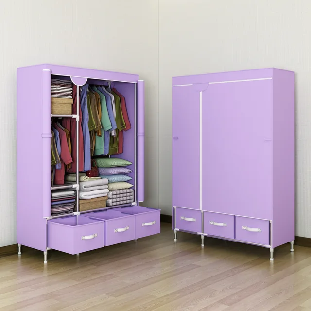 Non-Woven Fabrics Wardrobe Coffee Fabric Closet Portable Folding Dust-proof Waterproof Storage Cabinet Bedroom Home Furniture 9  112x45x170cm