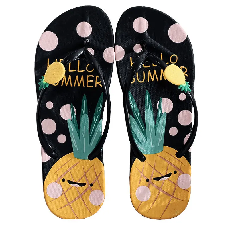 Summer Big girl Lady Pineapple Strawberry Casual Flip Flops  Girls Home Slip Beach Sand Flip Flops 8kinds  36-40 P10