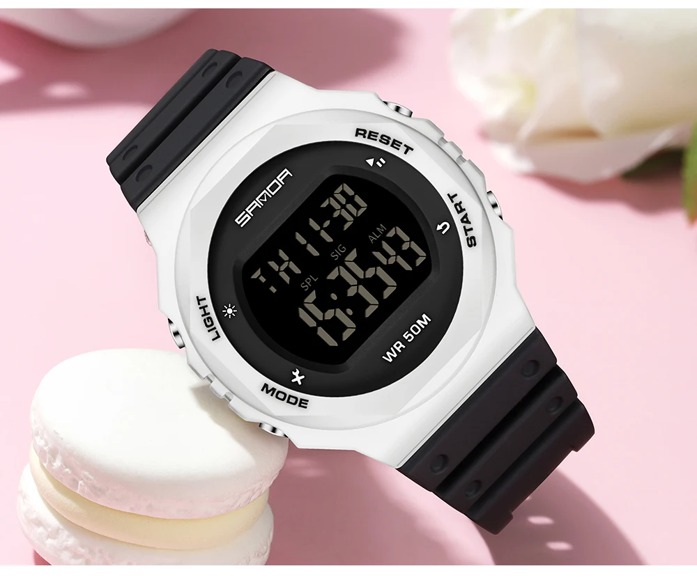 SANDA Fashion Brand Sports Women Watches LED Electronic Digital Waterproof Ladies Clock Female Wristwatch relogio feminino 6069