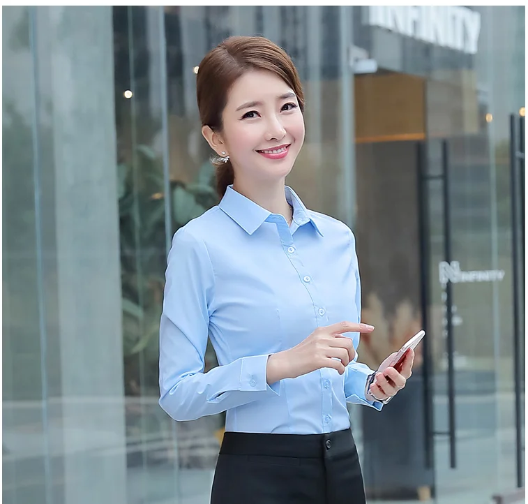 Korean Women Cotton Shirts White Shirt Women Long Sleeve Shirts Tops Office Lady Basic Shirt Blouses Plus Size Woman Blouse 5XL