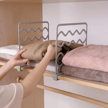 

Creative Wardrobe Cabinet Clothes Partition Storage Holders Organizer Separator Shelves Closet Garment Divider Storage Organizer