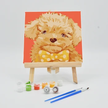 

DIY Paint Oil Painting By Numbers On Canvas 20×20cm For Children Cartoon Dog Pictures Digital Acrylic Artwork Kids Coloring Kits