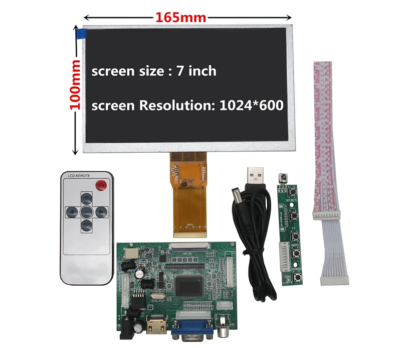 Monitor para Raspberry Lcd com Hdmi Polegada 1024*600 Tela Vga Driver Board pi Banana Laranja Mini Computador 7 - 8 9 10.1 - Imagem 4