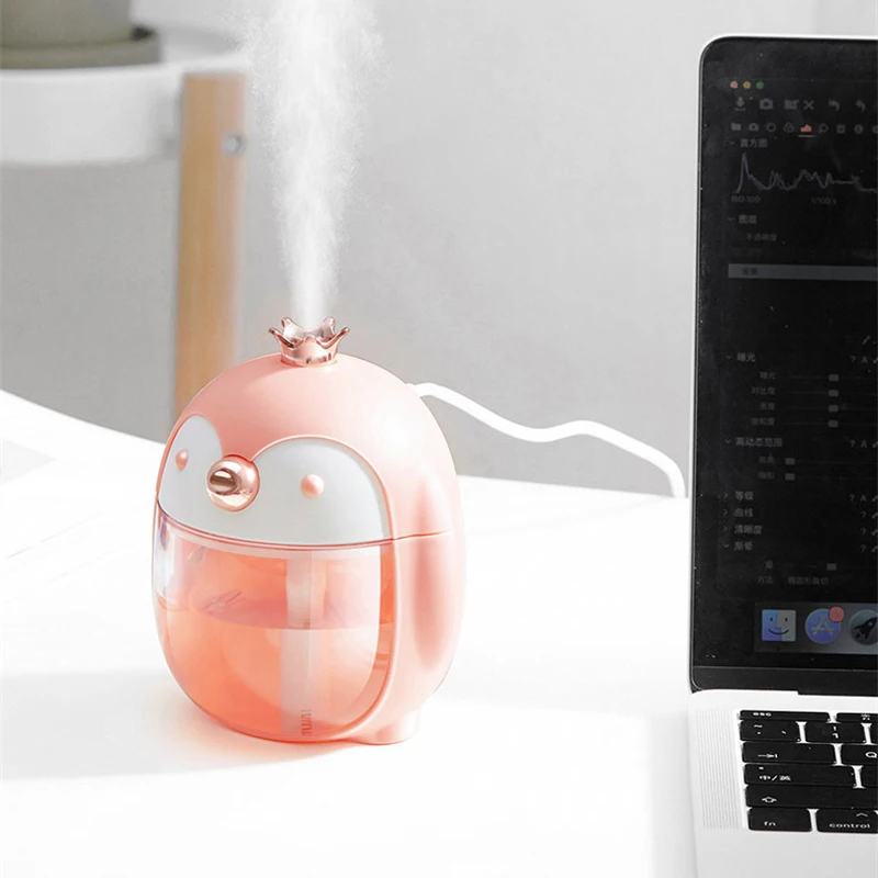 USB Air Humidifier Penguin Ultrasonic Essential Oil Diffuser For Home Car Cute Mini Humidifier with Night Lights Gifts