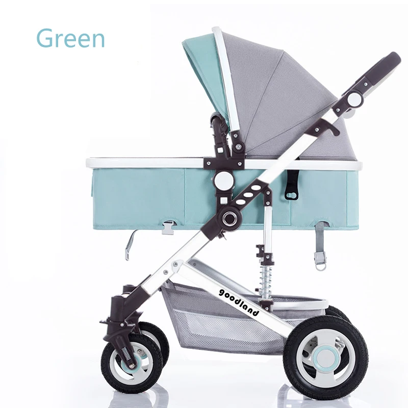 Детские коляски могут сидеть могут лежать высокие Ландшафтные коляски складные амортизирующие двухсторонние Тележки от производителя прямые продажи - Цвет: green four EVA wheel