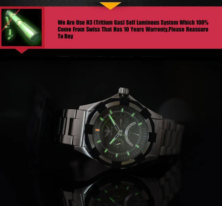 Тритий часы мужские, Мужские автоматические наручные часы Yelang военные спортивные водонепроницаемые meachnical наручные часы T25 светящиеся relogio V1028