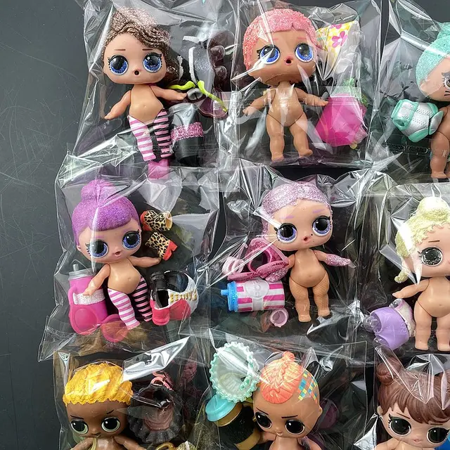 5PC=1LOLDoll +1 Clothes +1 Shoes +1 Bottle+1glasses LOLdoll Big 8cm Girl Sister Doll Set LOL Playing Dolls Kids DIY Toy Gift 2