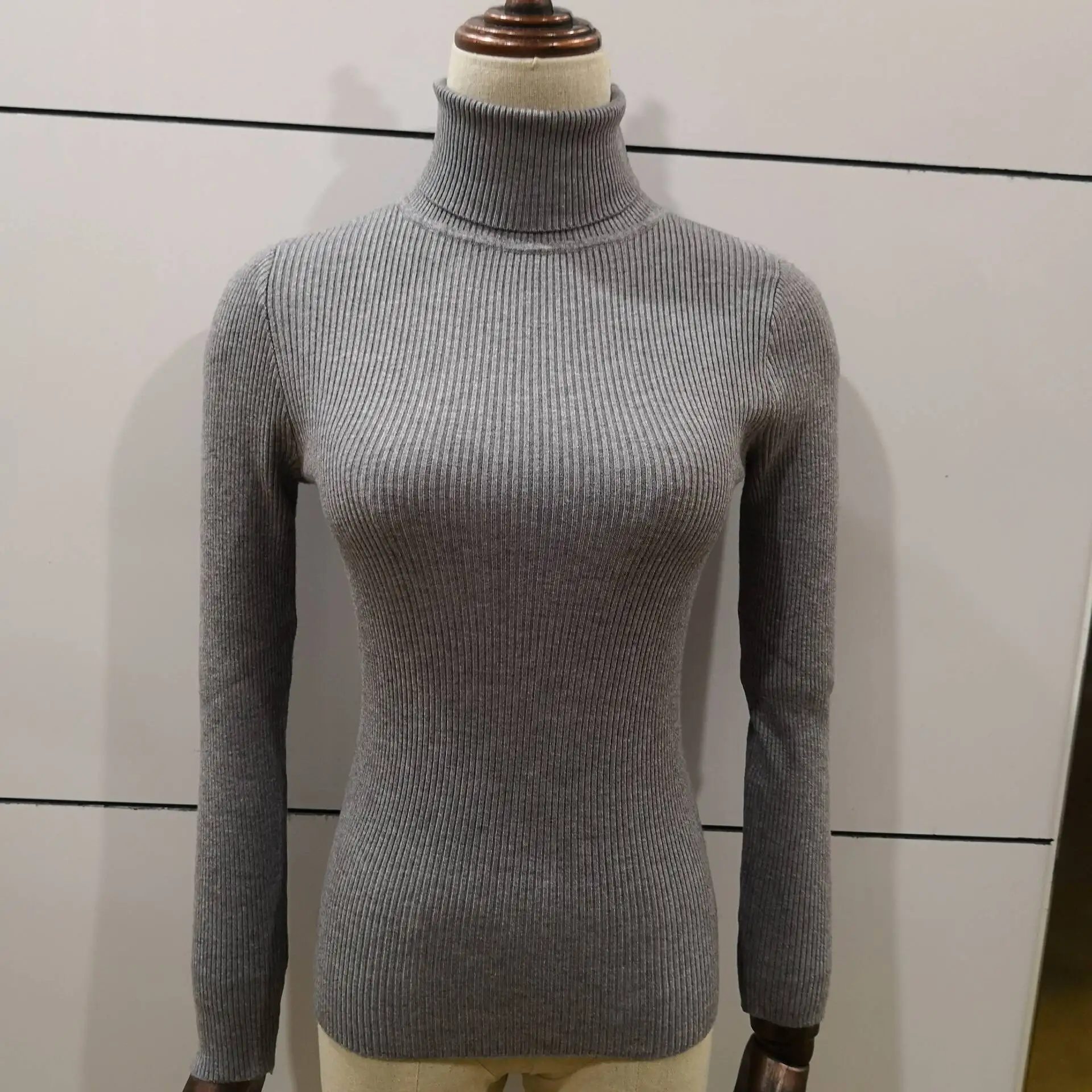 Осенне-зимний женский вязаный свитер с высоким воротом Повседневный мягкий джемпер badycon модный тонкий Femme эластичные пуловеры обтягивающие
