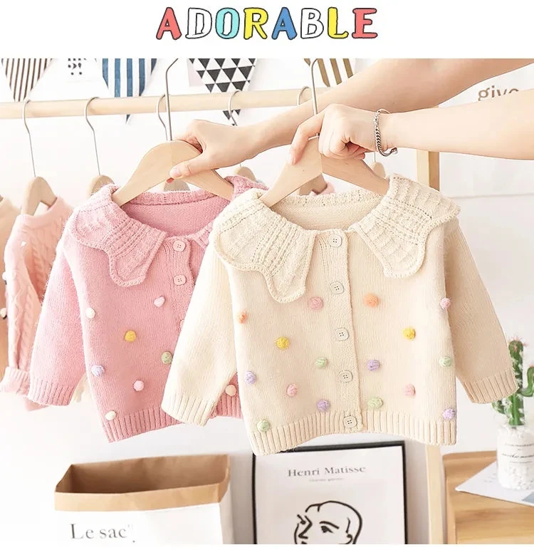 Girls' Knitted Cardigan Jacket Children's Jacket Baby Bottoming Long-Sleeved Sweater For Kids Clothes Coat Top