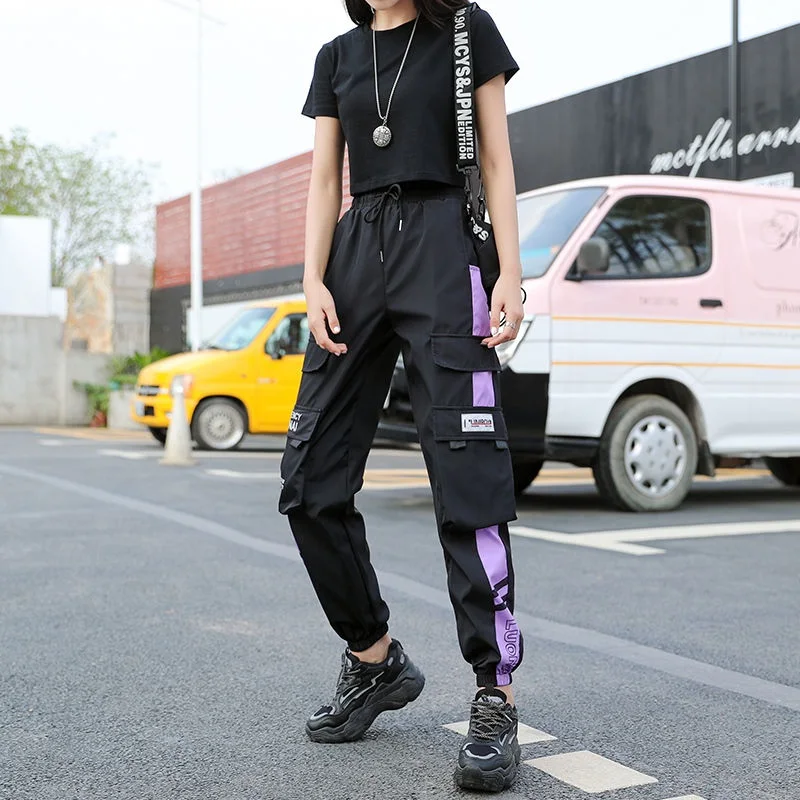 Womens Fashion New Cargo Pants Autumn Black Drawstring Ankle-Length Women Casual Streetwear Joggers Trousers Sweatpants | Женская одежда