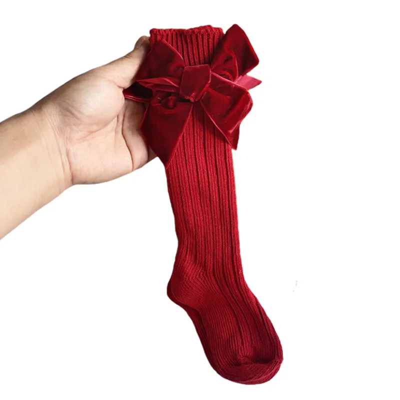 소녀용 양말, 댄스 휴가 파티 무대 공연을 위한 따뜻하고 편안한 나비 매듭 양말, 가을 겨울