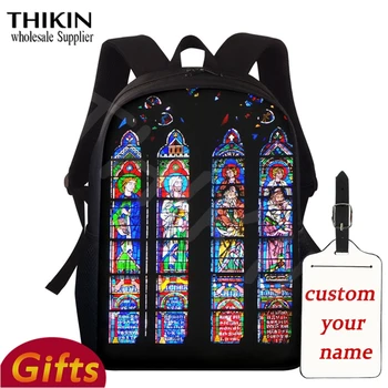 

Thikin Notre Dame Cathedral Rose Window Style Backpack Teenage Boys Girls Children School Bags Women Men Laptop Backbag Custom