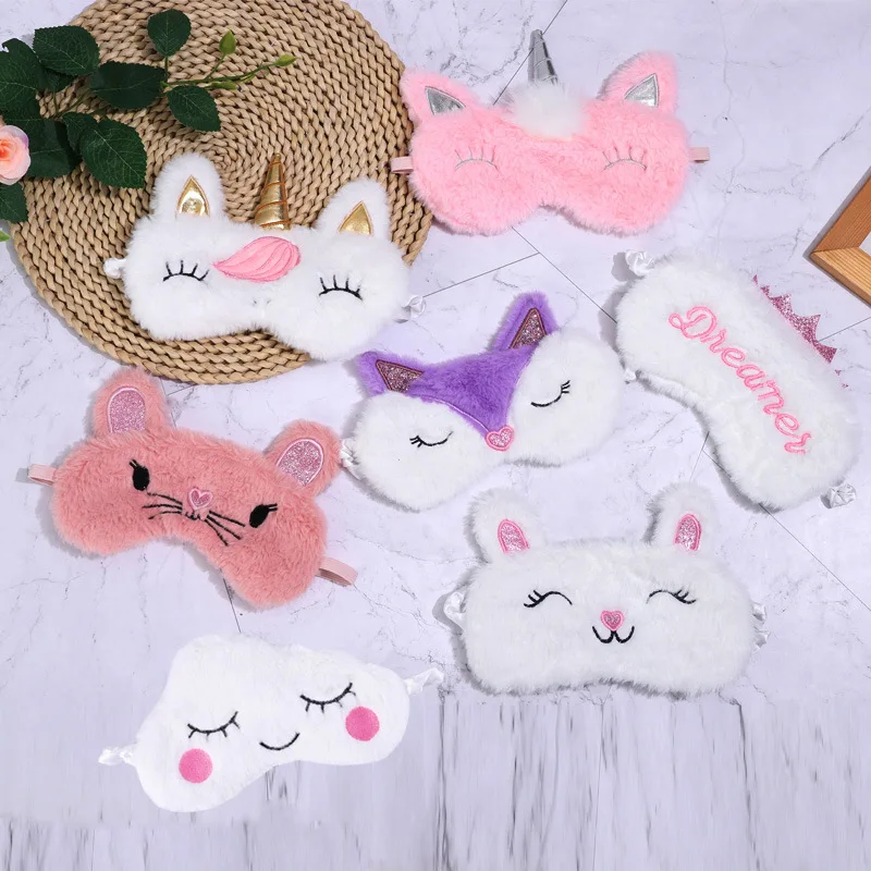 

Foreign Trade New Style Plush Cartoon Unicorn Fox Sleep Eyeshade Manufacturers Direct Selling Support Customization Eye Patch