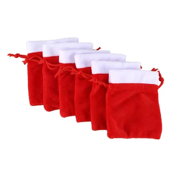 

Christmas Party Favors Fashion Packaging Bags Wedding Candy Cookies Velvet Drawstring Gifts Pouches Red Bag