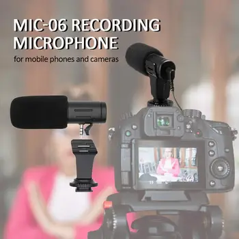

New MIC-06 Recording Microphone 3.5mm Audio Plug Camera Microphone Portable Video Interview Microphone for Smartphone Camera