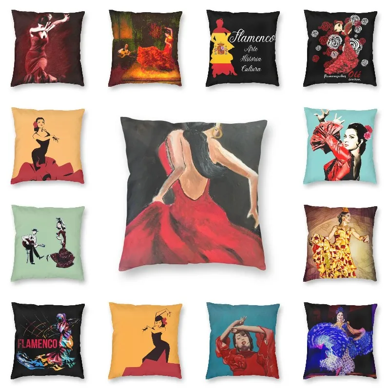 

Spanish Flamenco Miss Pillow Case Home Decorative Fashion Spain Dancer Oil Painting Cushions Cover For Sofa Square Pillowcase